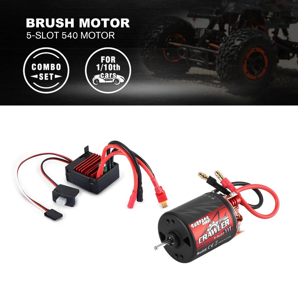 URPASSHOBBY 5-Slot 540 11T/13T/16T/20T Brushed Motor Speed Controller 60A/320A ESC Combo Set For 1/10 RC Crawler Brushed Car