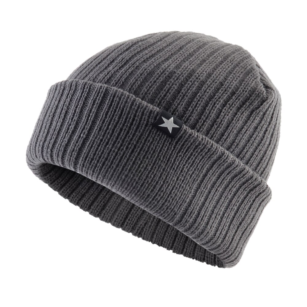 Gorros de lana tejida para hombre, gorro de lana de Color sólido, cálido, doble capa, gruesa, para esquí al aire libre: Gray3