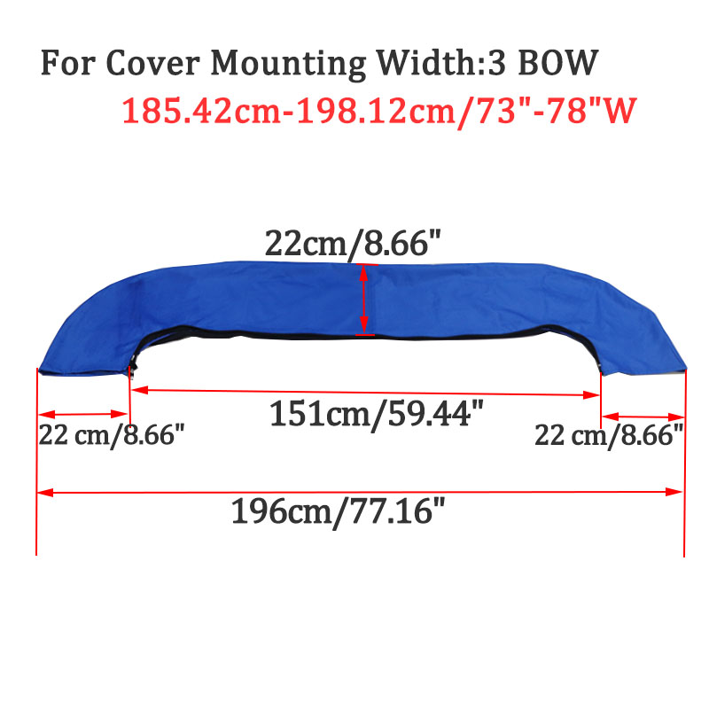 600D 3/4 BOW Bimini Top Boot Cover No Frame Yacht With Zipper Winter Snow Sunshade Dustproof Waterproof Cover Marine Accessorie: Silver