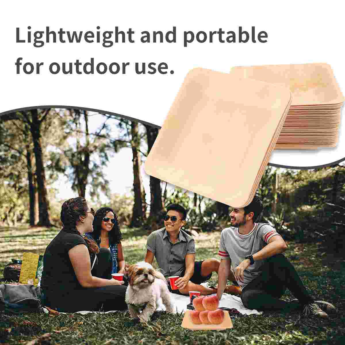 50Stck Einweg Holz Platte Quadrat Geschirr Party Platten für Hochzeit Restaurant Picknick Geburtstag