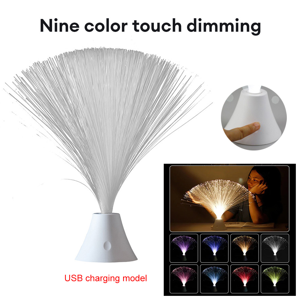 Luz LED de fibra óptica, iluminación nocturna de tres o nueve colores, lámpara de decoración, luces de ambiente de vacaciones: Blanco frío