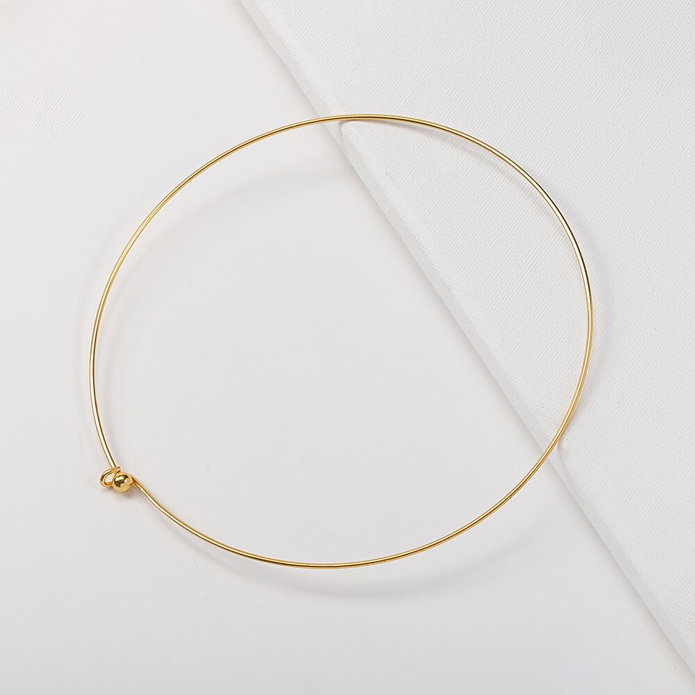 5pc Kupfer Draht Band Verstellbare Halsketten Lünette mit Einfach Verschluss für DIY Schmuck, Der Metall Halsband Kragen 130mm Ring Lieferant: gold