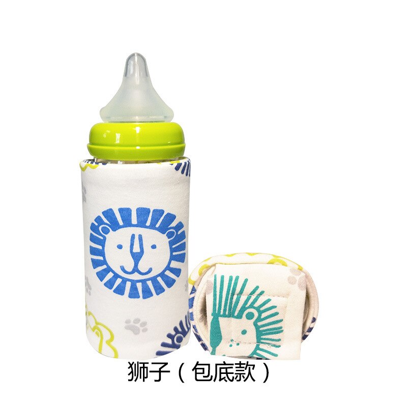 Przenośny podgrzewacz robić butelek dla niemowląt na zewnątrz stały ciepły worek na mleko torba na butelkę dla niemowląt przechowywanie komora grzewcza torba izolacyjna: lew 2