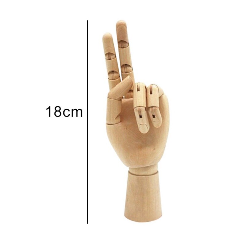 7 Inch Wooden Mannequin Hand Realistic Wood Artist Hand Model Posable Flexible Fingers Manikin Hand For Display