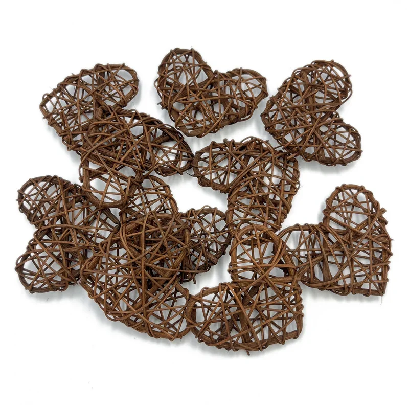 Bola de mimbre Natural para decoración del hogar, 10 piezas, 5cm/6cm/7cm, corazones de mimbre, para mesa de boda: L / Verde oliva