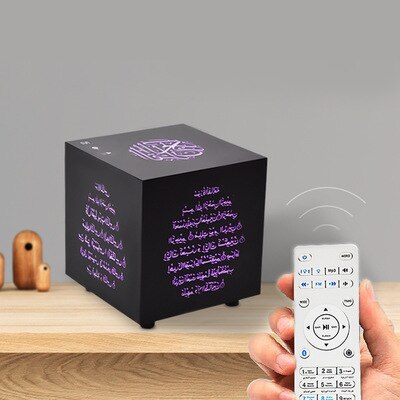Fjärrfärgad led bluetooth quran kub digital högtalare muslimsk islamisk koran högtalare 10w fm  tf 25 språk stöd