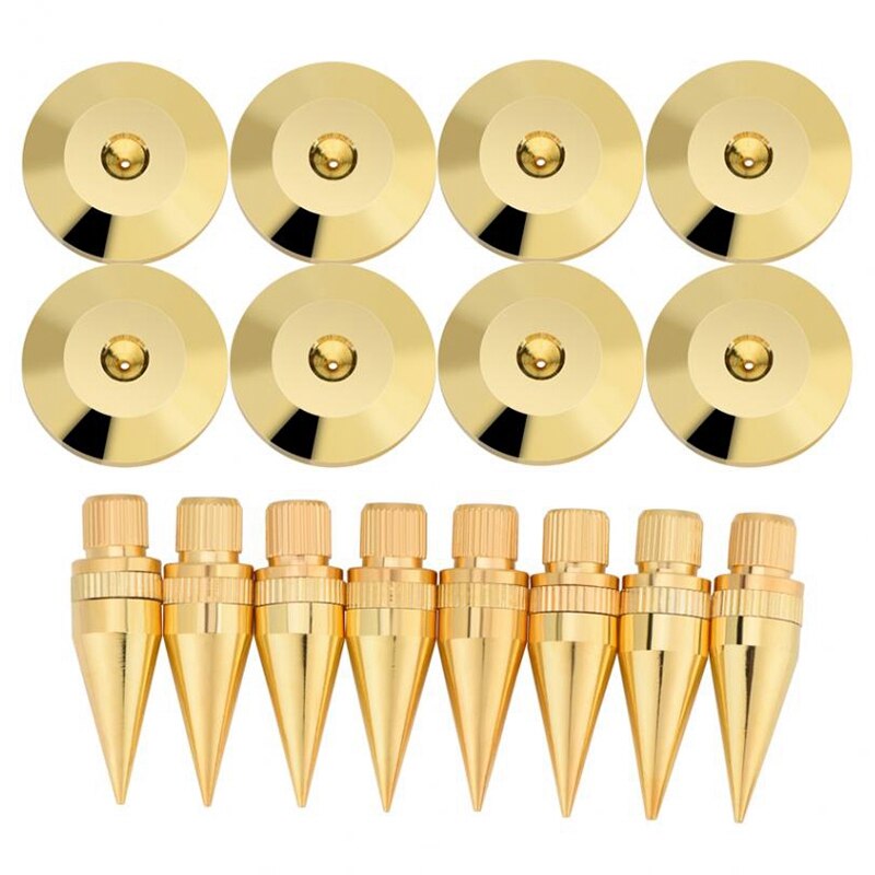 8 paar 6 x 36mm kupfer-lautsprecher-spike-isolationsständer + basis-pad-füße matte lautsprecher-isolation lautsprecher-isolationspads: 1 satz