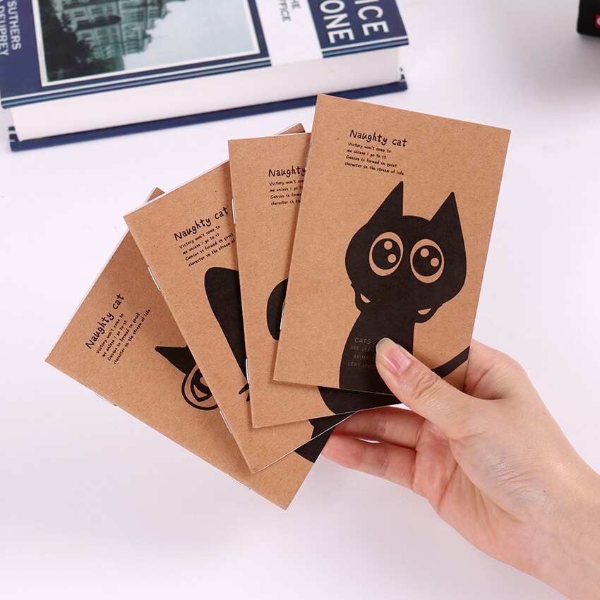 1 PC Mini Blank Notebook Office Supplies School Kraft Paper Cat and Circus Style Filofax Notepad Diary Students