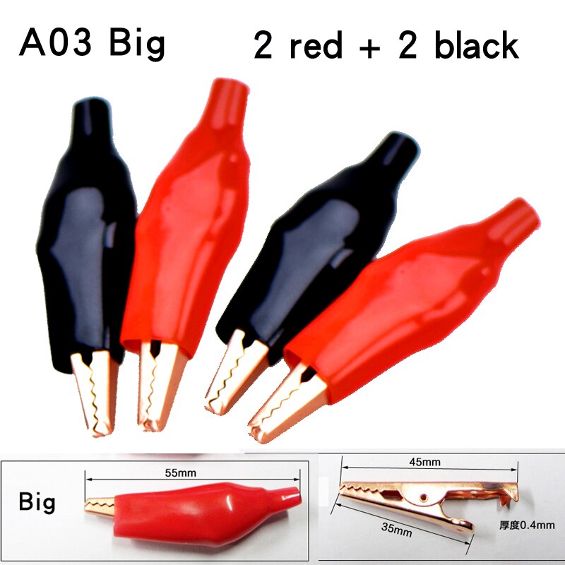 HIFIDIY LIVE 4Pcs/ sets Pure red copper Insulation Boot Metal Alligator Clip Electric Test crocodile clip big mid small A01~A03: A03 Big / 4 sets (16 pieces)