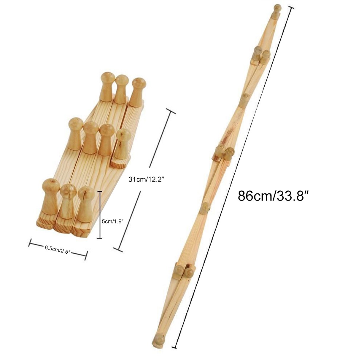 Natural Wooden Wall Mounted Expandable Accordion Peg Coat Rack Hanger Hat Closet Hook Expanding Fold Door Wooden Hanger 10 Hooks