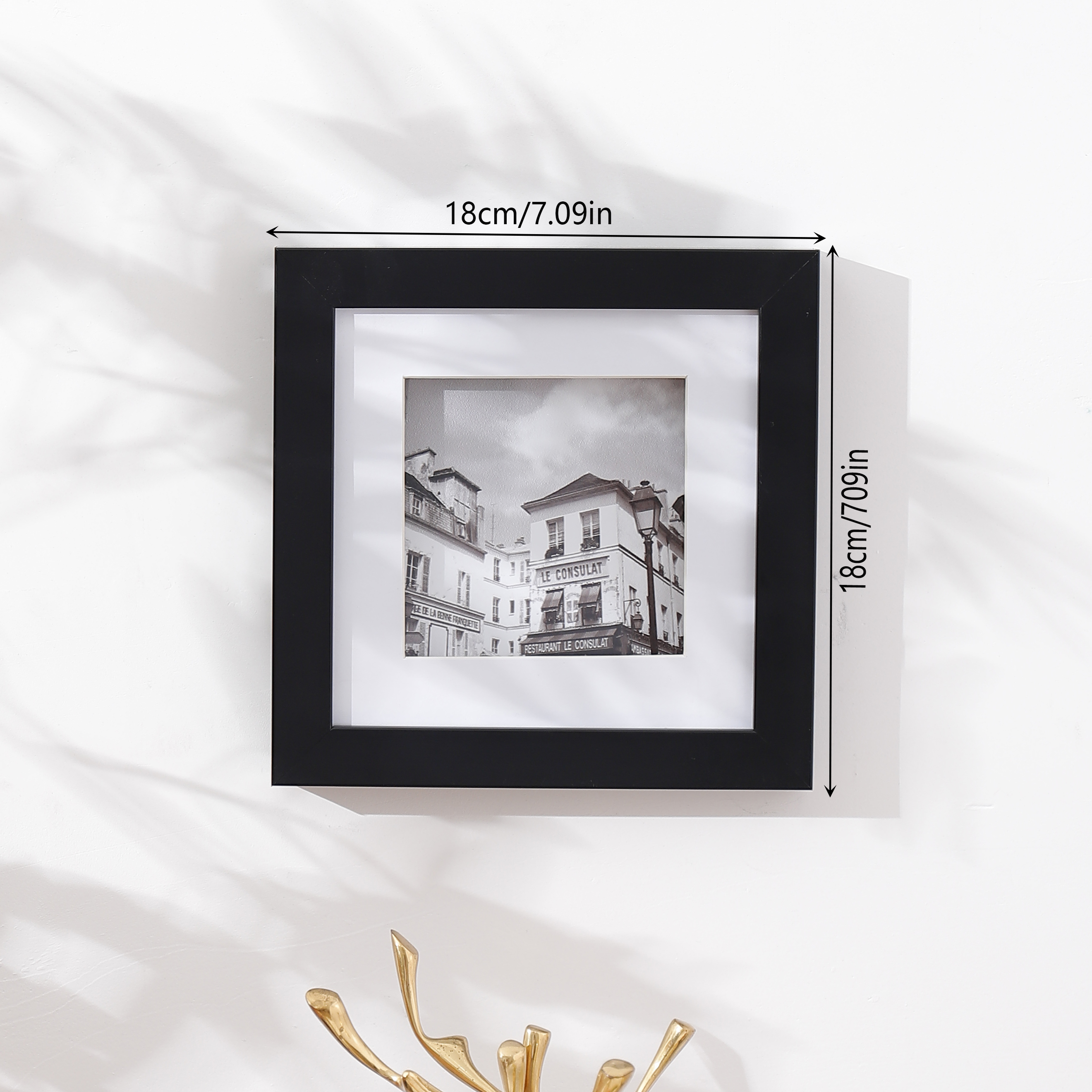 Marco de fotos de papel de plástico negro cuadrado, marco de fotos integrado de 4x4 pulgadas, pared de oficina en casa, sala de estar, bar, cafetería, imagen colgante, 1 unidad