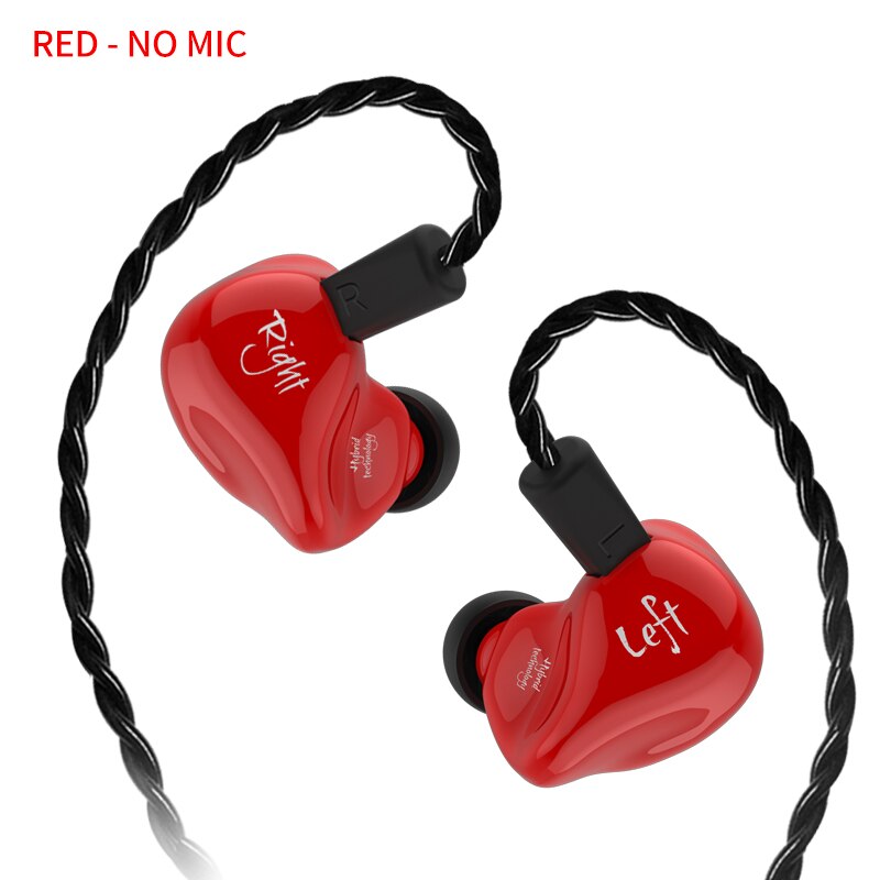 KZ ZS4 Earphones 1DD+1BA Hybrid technology HIFI Stereo Headset In Ear Monitor Sport Headphone Noise Cancelling Gaming Earbuds: ZS4 Red No mic