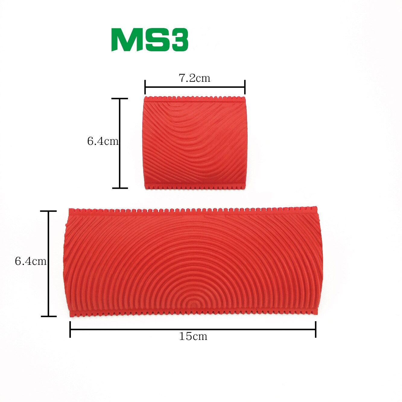 2Pcs Rubber simulation wood grain device DIY paint roller brush Pattern texture tool Home decoration: Red