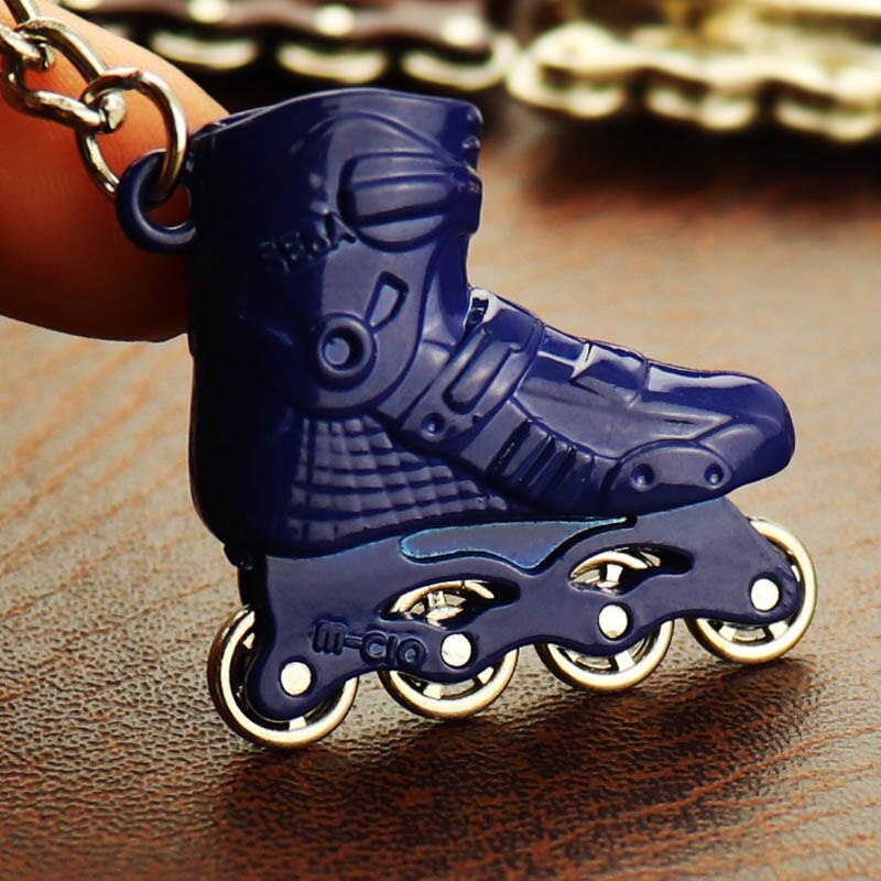 LLavero de Metal para parejas, accesorio para llaves de patines de dibujos animados, patinaje sobre ruedas, de , de , 10 unids/lote: Blue