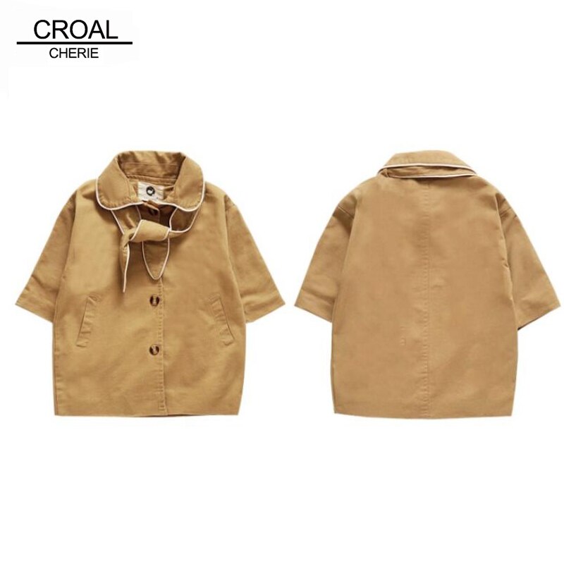 CROAL CHERIE Autumn Girls Casual Jackets Outerwear Trench Coat Tie Windbreaker Children Clothing Girls Kids Clothes