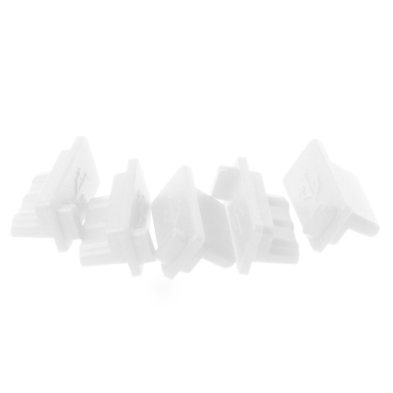 5PCS USB Stof Plug Charger Port Cover Cap Vrouwelijke Jack Interface Universal Siliconen Stofdicht Protector Tablet PC Notebook Laptop powerbank: WHITE