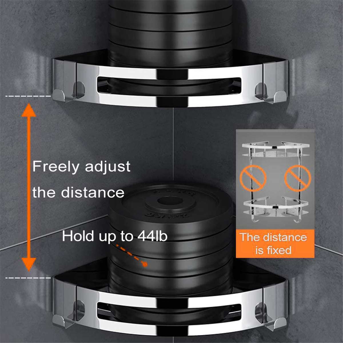 2 Layers Corner Shower Shelf Bathroom Shampoo Shower Shelf Holder Kitchen Storage Rack Punch Free Kitchen Tripod Corner Stand