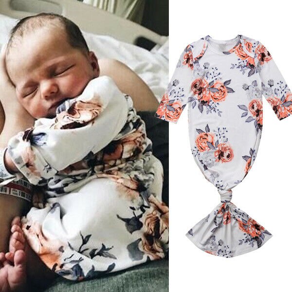 Bebê recém-nascido menina floral pijamas robe vestido de algodão roupas 0-24 m bebê traje