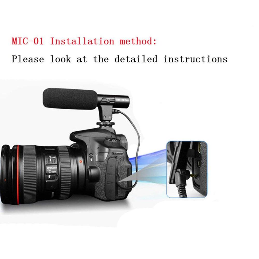 MIC-01 Slr Camera Microfoon Video Camera Stereo Opname Microfoon Voor Dv Digitale Camera Camcorder Professionele Microfono