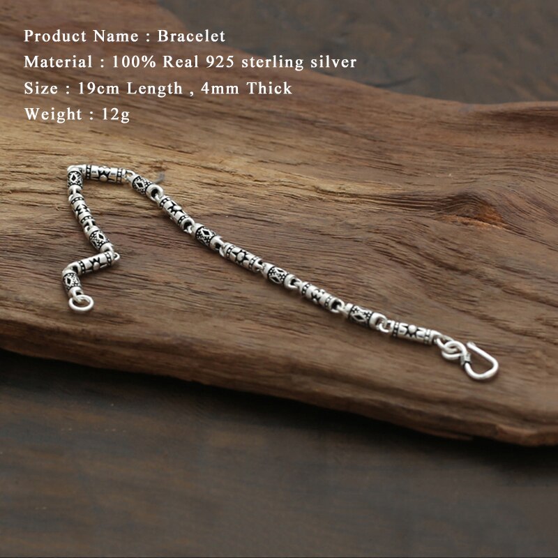 925 Sterling Zilveren Armbanden Armband Zon Lucky Bamboe Buis Vriendschap Armband Sieraden