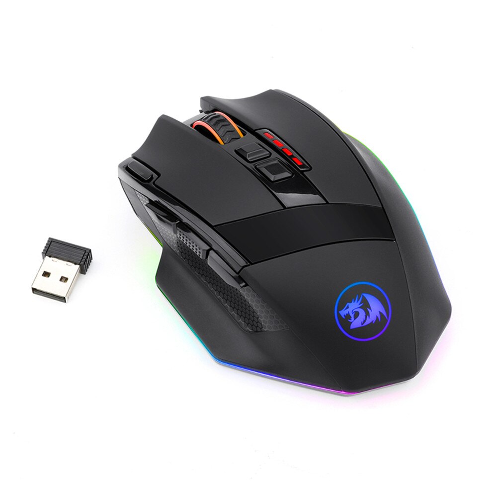 Redragon M801P 2.4G Wireless Dual Mode Gaming Mouse LED RGB Backlit MMO 9 Programmable Buttons Mouse For Windows Computer Gamer