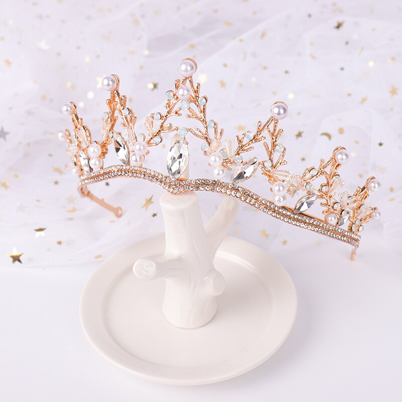 Yyoufu olika silver guld färg kristall kronor flickor brud tiara för bröllop krona huvudstycke bröllop hår smycken: Hg7-1