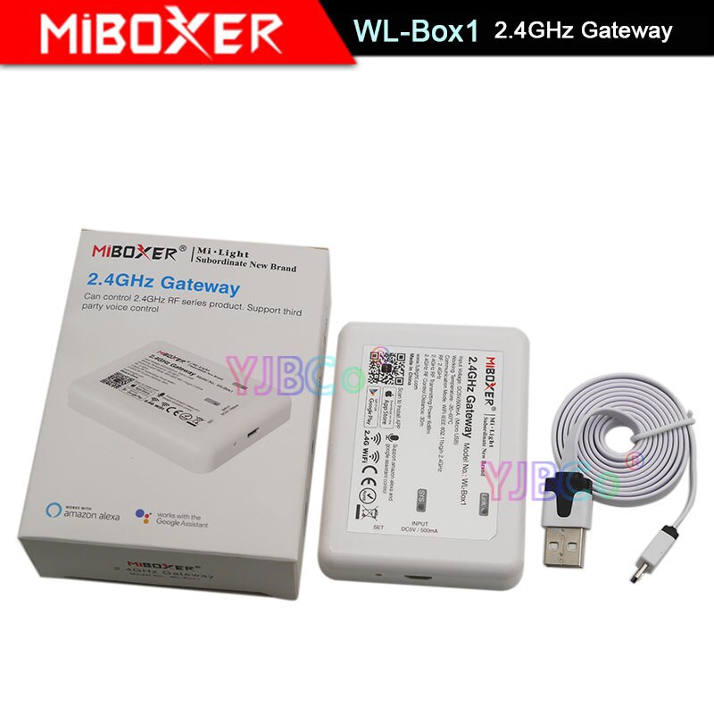 MiBOXER-WLBOX1 2.4G Hub RF Remote wifi ler with RGB light Wireless control for led bulbs support iOS Android APP,DC5V