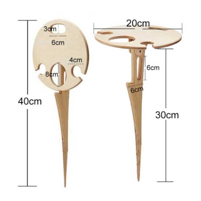Outdoor Wine Table with Foldable Round Desktop Mini Wooden Picnic Table Easy To Carry Wine Rack