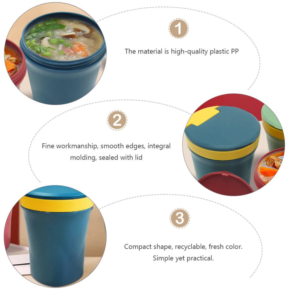 450ML Microwaveable Soup Cup Soup Container with Lid Spoon for Friends Family