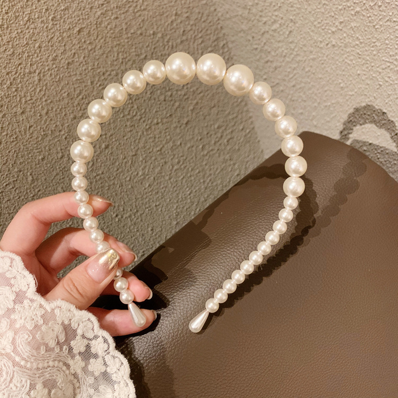 Juego de 3 piezas para el cabello para mujer, gomas para el pelo con perlas, accesorios para el cabello para niña, diademas sencillas con temperamento, diademas para