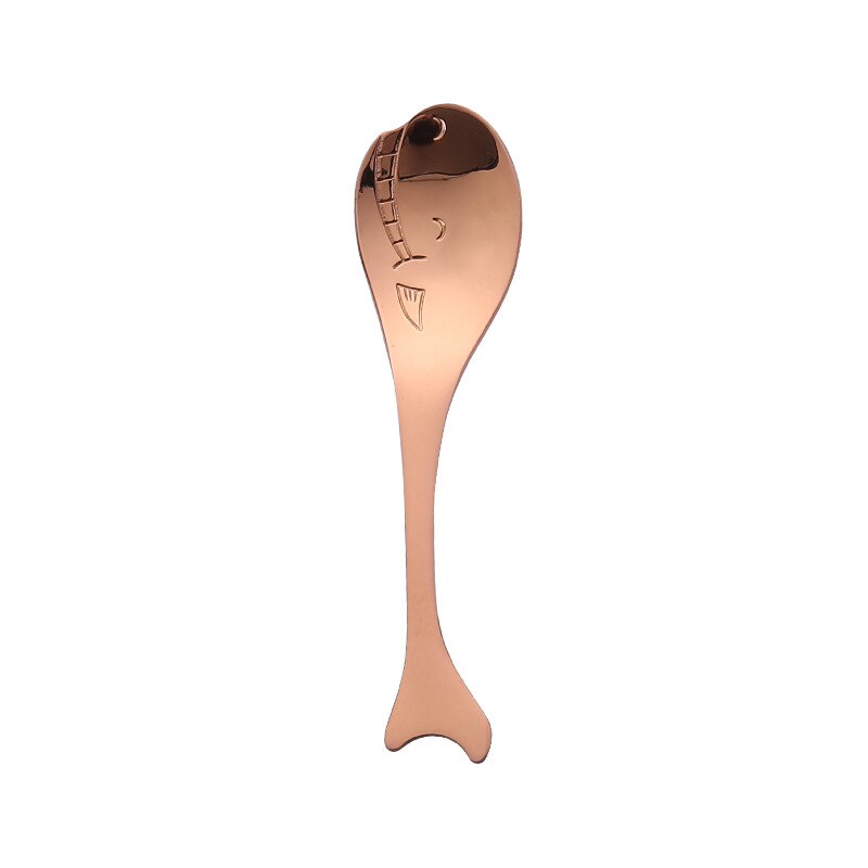 1Pcs 304 Stainless Steel Nice Dinner Spoon Rose Gold/Gold/Silver Fish Coffee Dessert Spoons Tableware: Whale rose gold