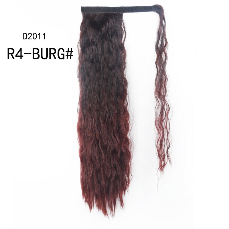 Werd lockigt lång hästsvans syntetiskt hårstycke wrap on clip hair extensions ombre brun hästsvans blont hår: P1b/30