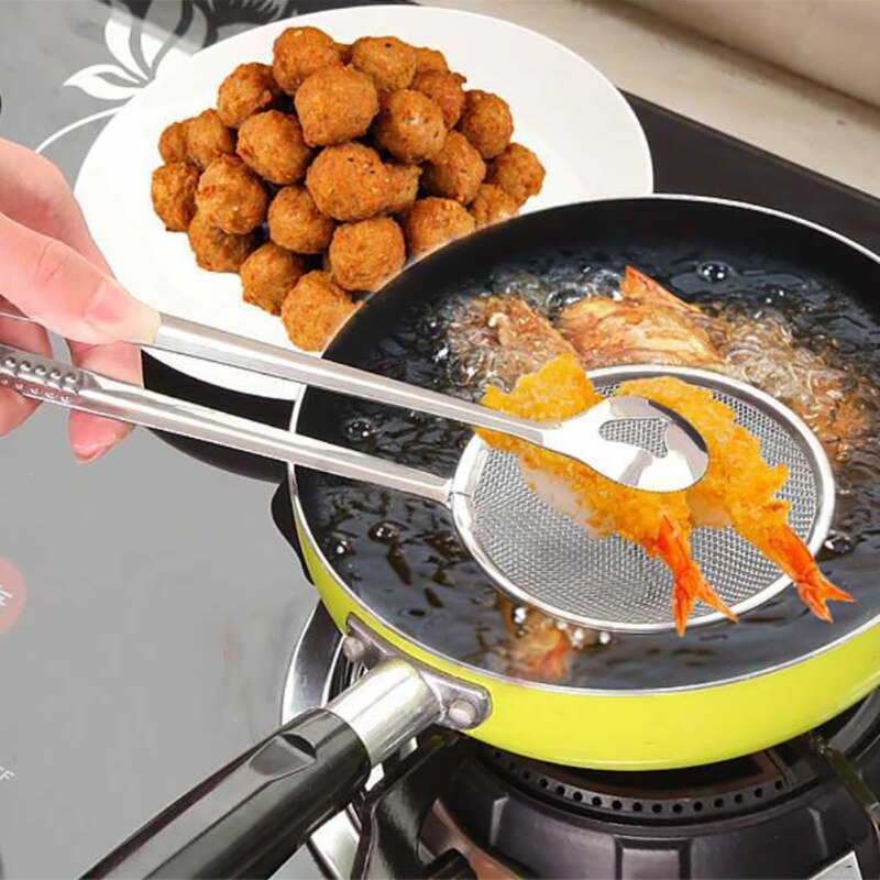 Edelstahl sieb öl angeln gebraten lebensmittel angeln öl löffel angeln Tofu pulver sieb Filter lebensmittel öl Clip