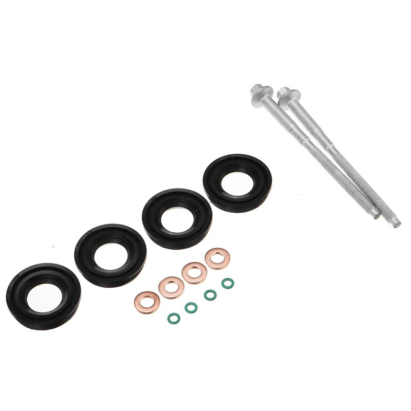 14Pcs Metal Fuel Injector Seals Washers Rubber O Rings Bolts Fuel Inject Seals Repair Kit for Ford Transit MK7 2.2 TDCi