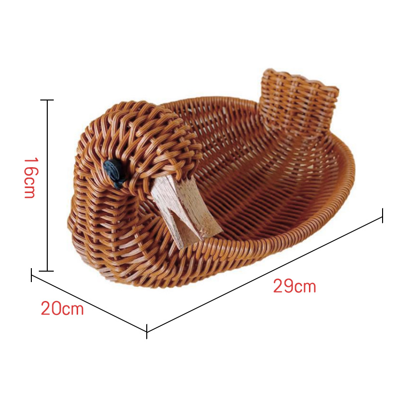 Simulated Animal Imitation Rattan Woven Storage Basket Household Storage Decoration Decoration Fruit Toy Basket Handmade Crafts: DARK GRAY