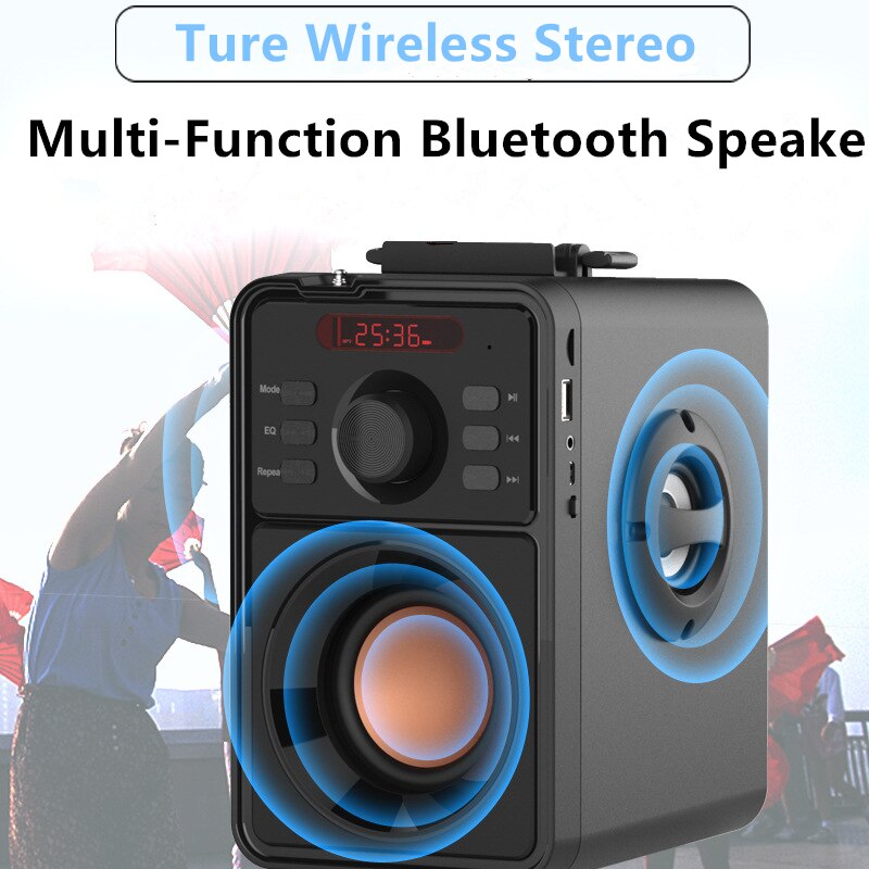 Big Subwoofer Wilress Bluetooth Speaker Super Bass Portable Column Clock Speakers For Computer Music Center Boom BOX FM USB AUX