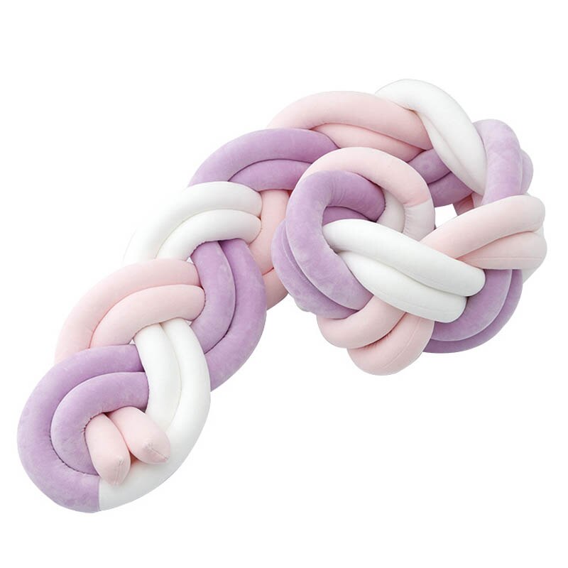 1.5M Geknoopt Twist Touw Handgemaakte Barrière Braid Knot Kwekerij Voor Kind Wieg Hek Cot Rail: pink white purple