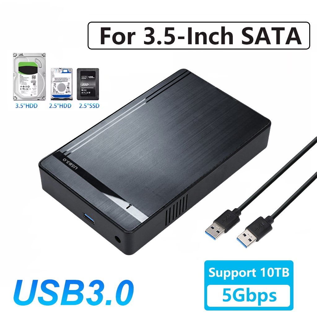 3.5 inch HDD Case USB 3.0 to SATA External Hard Drive Reader Support 10TB Hard Drive Enclosure High Speed Adapter for PC Laptop
