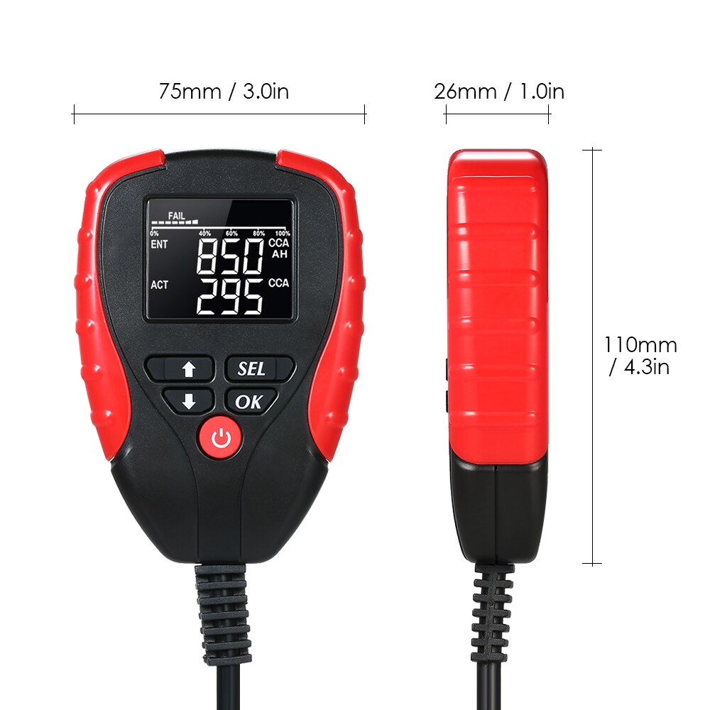 Digital 12V Car Battery Tester Automotive Battery Load Tester Analyzer with AH/CCA Mode Vehicle Battery Diagnostic Testing Tool