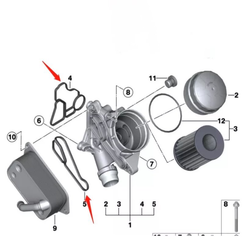 Motor Olie Filter &amp; Koeler Behuizing Pakking 2 Pc Voor Bmw E60 E90 E90 E91 325i Oem 11428637820 11428637821