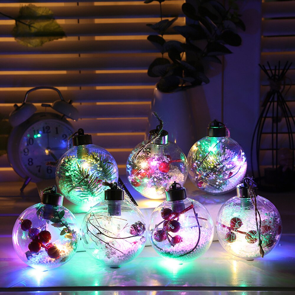 LED Hanging Christmas Decorative Transparent Christmas Tree Pendant Hanging Light Decor Lamp Snowflake Orname