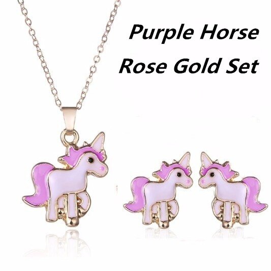 3 teile/satz Anhänger Halsketten Ring einstellen Rosa Pferd Einhorn Schmuck Zubehör Halsketten für Frauen Mädchen Bausätze Hochzeit Party: 5