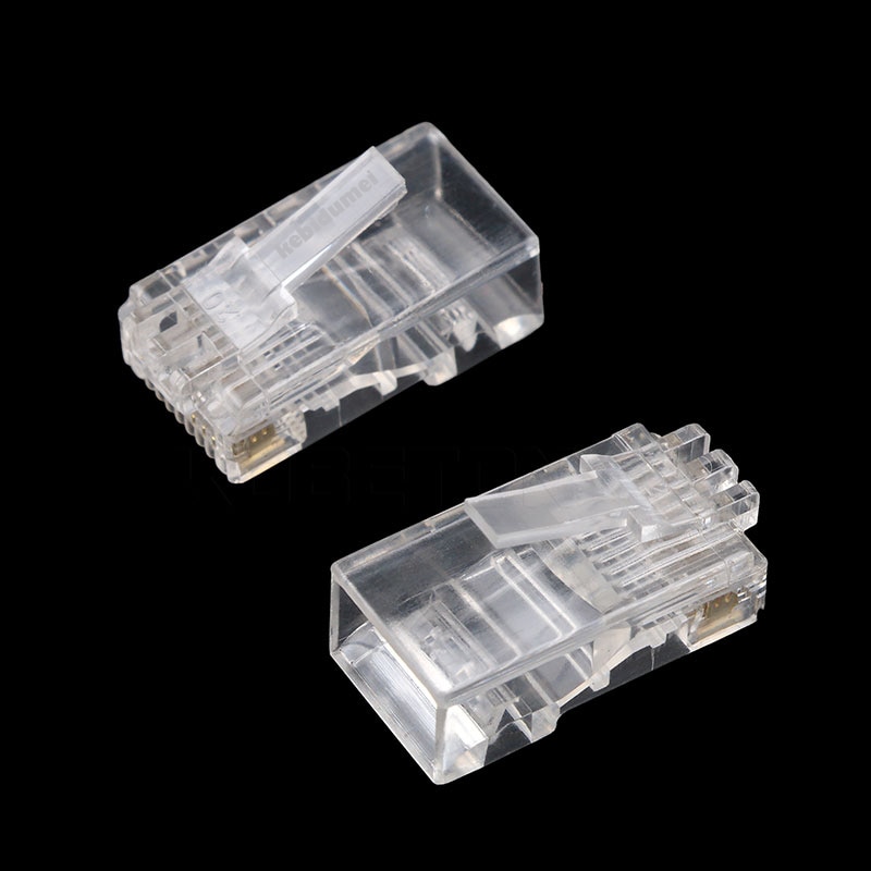 kebidumei 50PCS RJ45 RJ-45 CAT5 CAT5E Modular Cable Head Plug Ethernet Gold Plated Network Connector Best