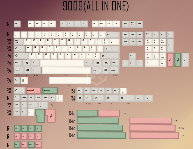 9009 colorway 169 Cherry profile Dye Sub Keycap Set thick PBT plastic keyboard gh60 xd60 xd84 cospad tada68 rs96 zz96 87 104 660