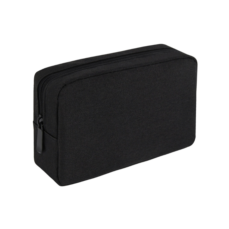 Organizador de la electrónica bolsa organizadora de cables de viaje de poliéster de almacenamiento de Cable de bolsa para Cable USB cargador de ordenador portátil: Black-S