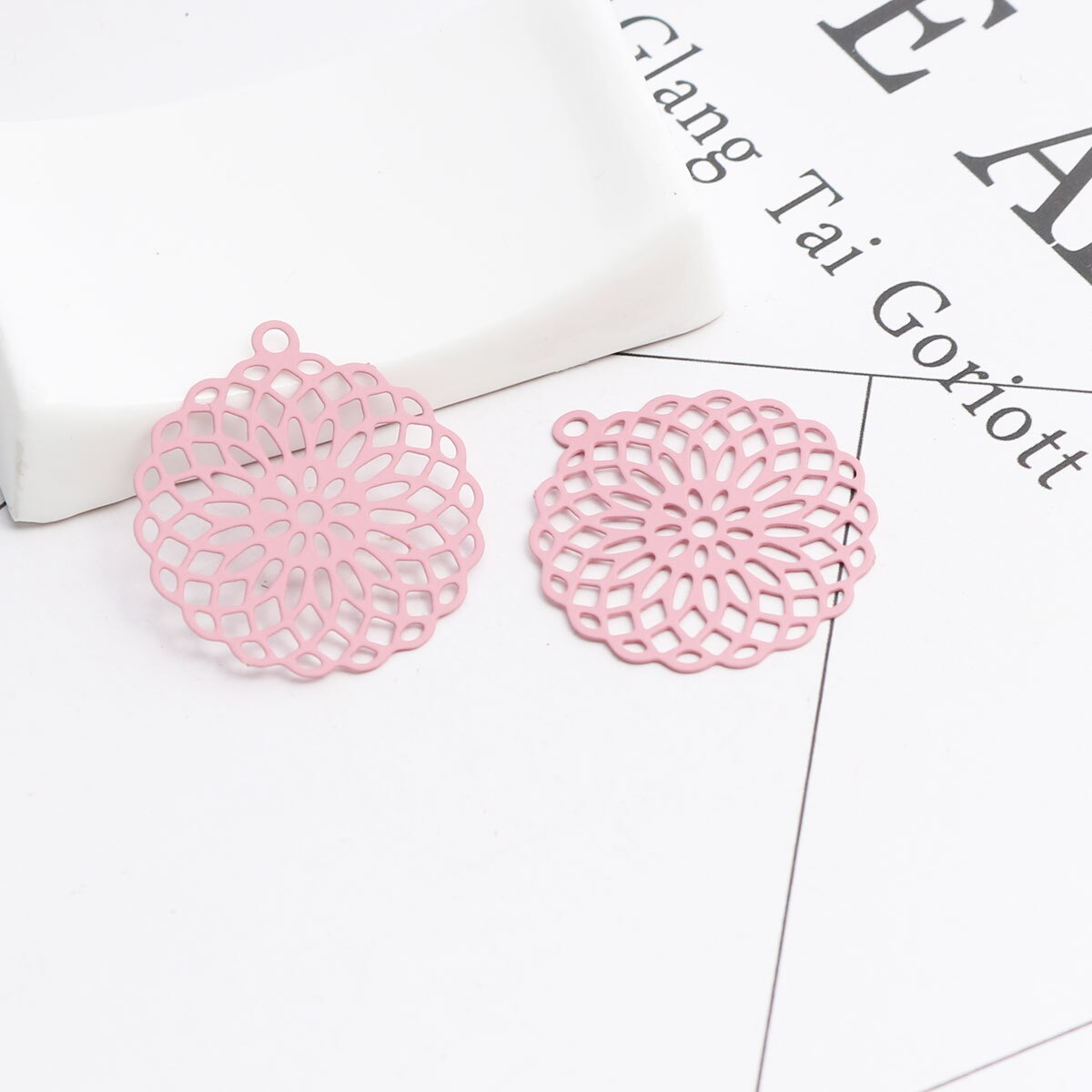 Flower of life berlocker koppar filigran stämpling hängen silver färg 3cm x 2.7cm för att göra själv örhängen smycken , 10 st: 6