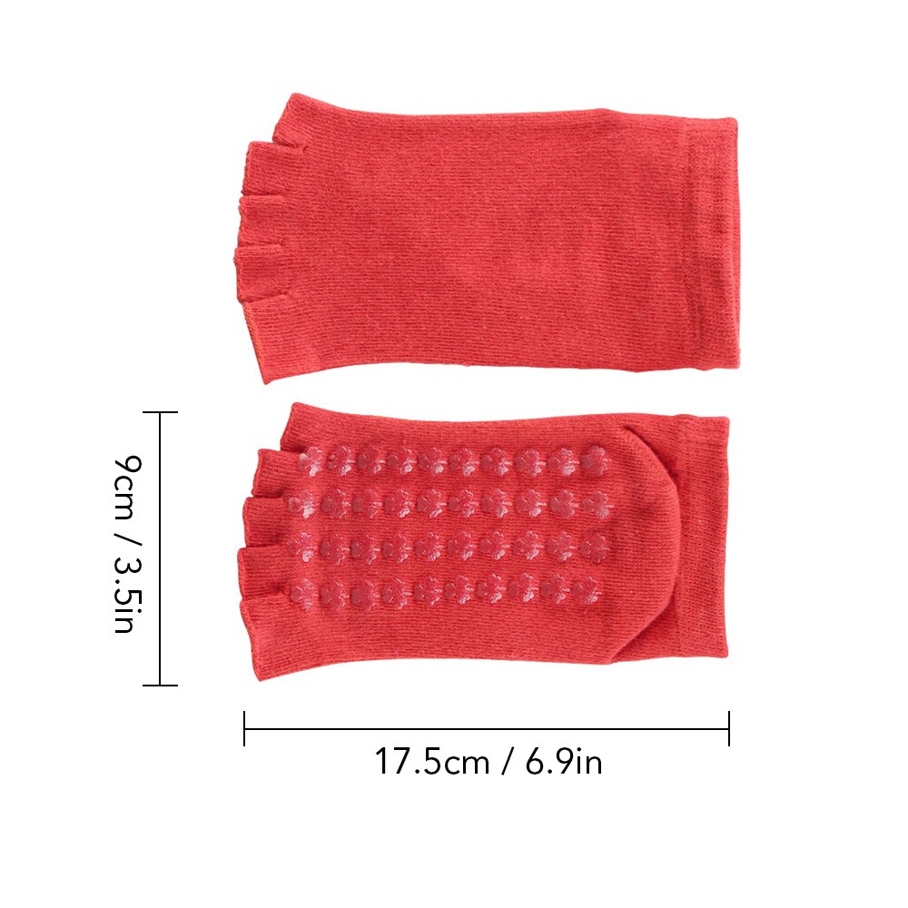 2 paar yoga-sokken voor dames, antislip, pilates, barre fitness, blote voettraining, antislip, balletsokken met anti-slip handgrepen voor pilates, ballet, dans, fitness - Rood en blauw