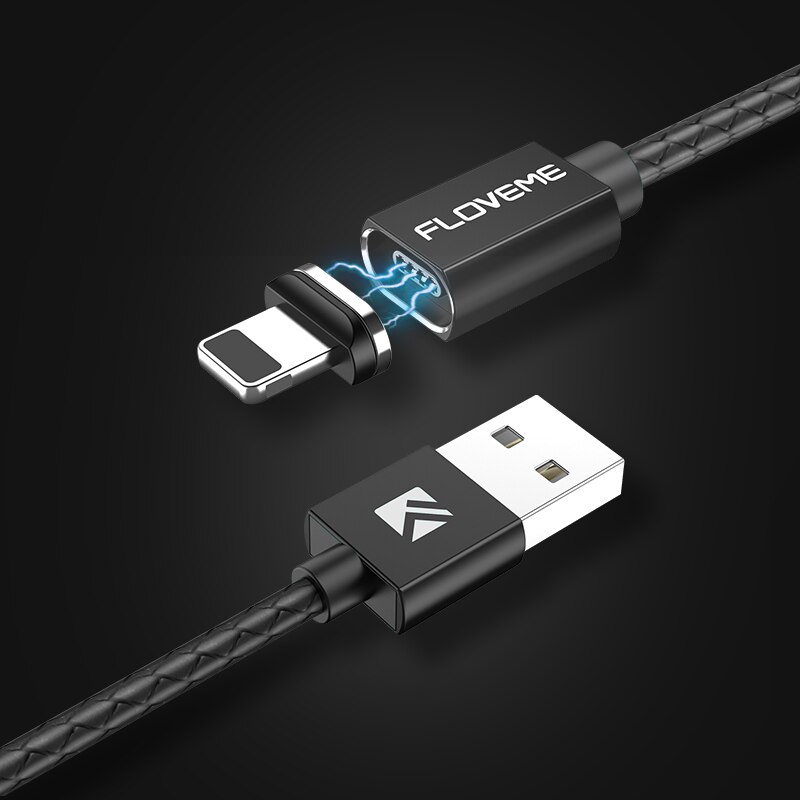 Led Magnetische Usb-kabel Snelle Opladen Type C Kabel Magnetische Lader Lading Micro Usb Kabel Mobiele Telefoon Kabel Usb Cord: Black Cable