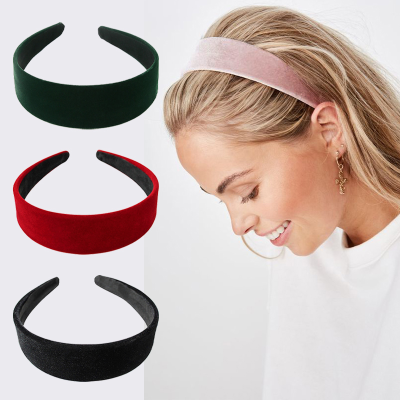 Diadema de terciopelo para mujer, diadema de Lazo Rojo de vino negro, bandanas de franela, de Color sólido coletero, accesorios de pelo elegantes
