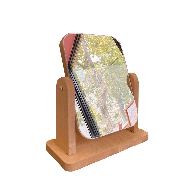 Abstract Wind Contracted Wooden Mirror Can Rotate Lovely Girl Student Desktop Makeup Mirror Web Celebrity Dressing Mirror